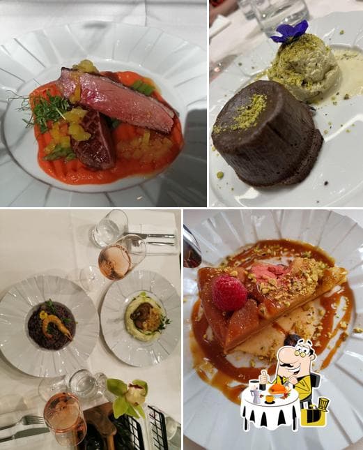 Selecție de deserturi ale casei: fondant de ciocolată și tartă cu fructe